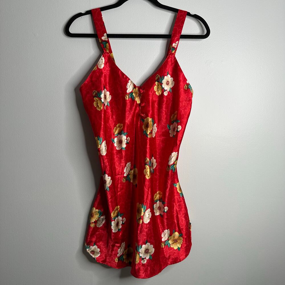 Morgan Taylor Intimates vintage button front floral tank‎ mini slip dress